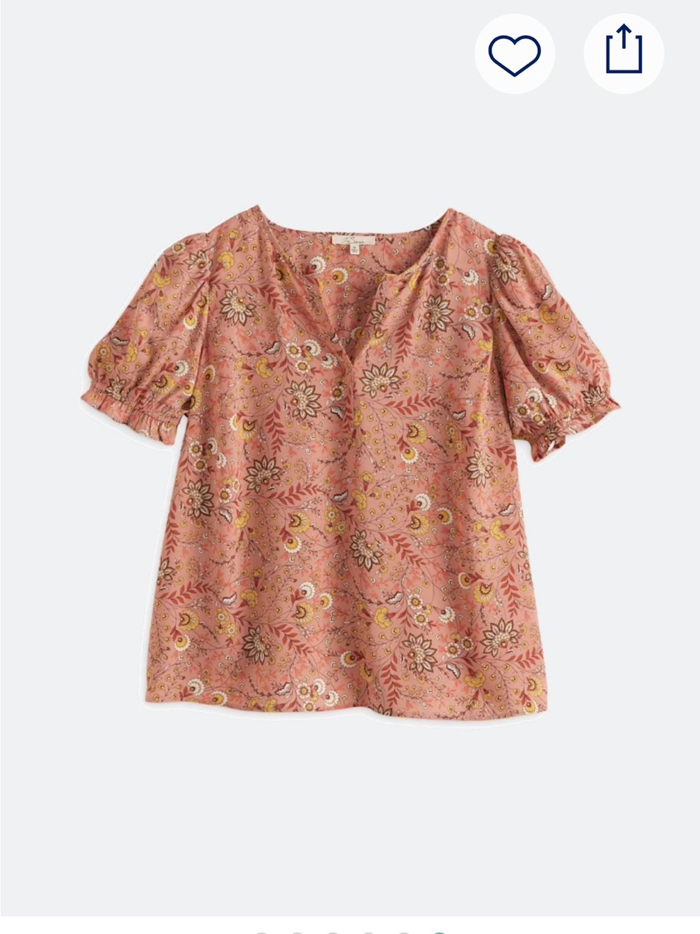 Floral Puff-Sleeve V-Neck Blouse in Dusty Rose LES SEREIN